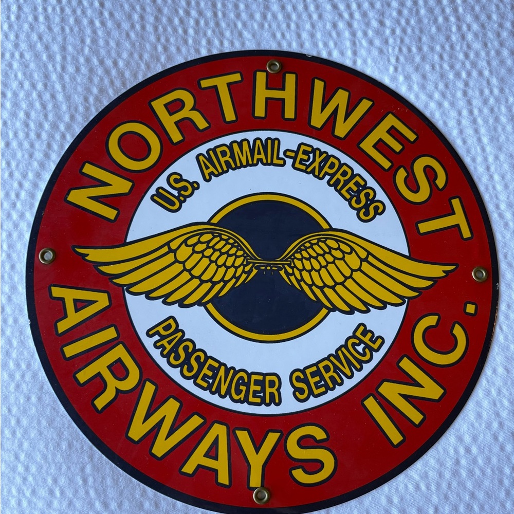 Northwest Airways Inc. Vintage Wall Art - Red and Yellow Sign